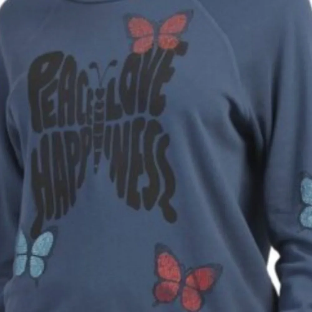 LAUREN MOSHI ✌️❤️🦋 Peace Love Happiness Butterfly Sweatshirt - NWT - LAST ONE